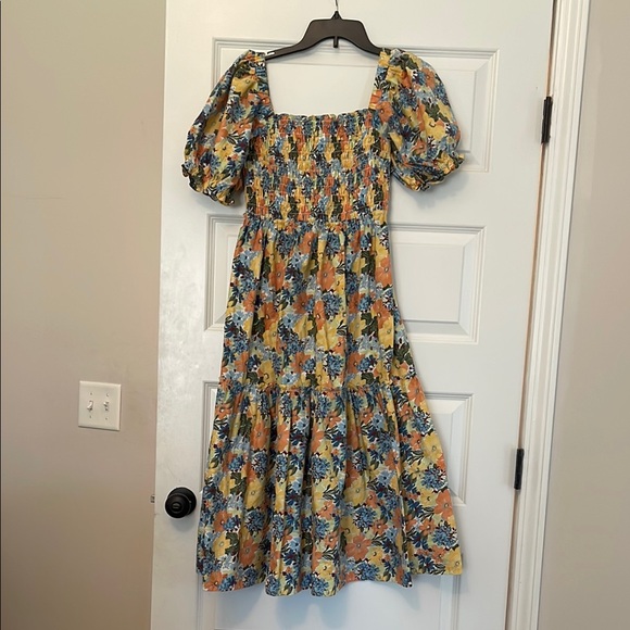 Floral Smocked Dress with Puff Sleeves - Picture 2 of 7